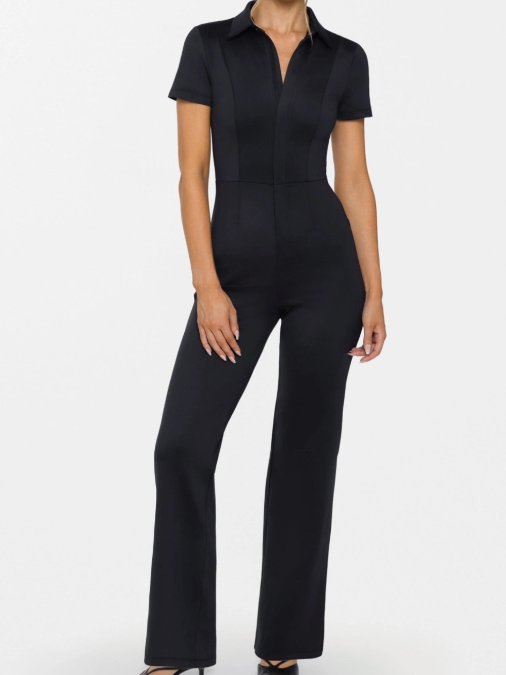 Women’s Short-Sleeve Black Jumpsuit